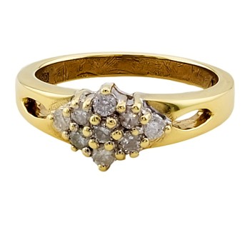 9ct Gold Diamond 0.20cts Cluster Ring Size J